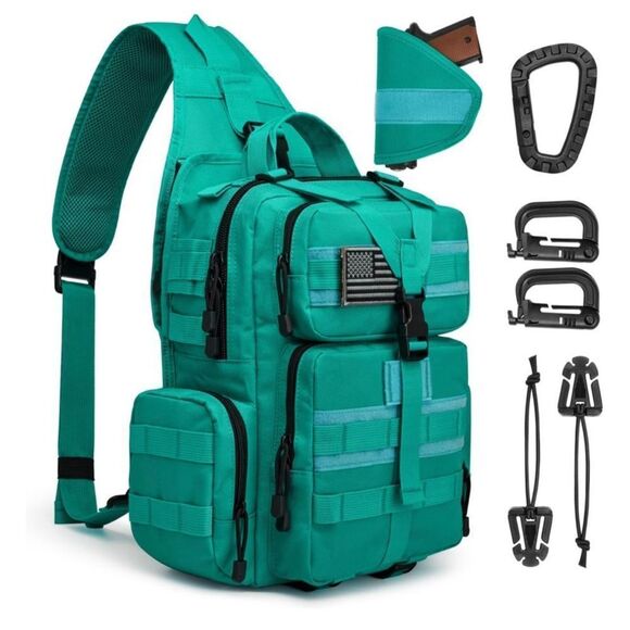 Tactical EDC Sling Bag Backpack with Pistol Holster Military Shoulder Backpack - Picture 8 of 13